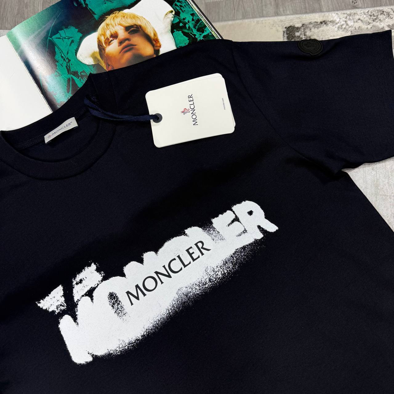 Moncler Spray Print Logo Men's Women's T-Shirts in 2 Colors Reps UK Best Quality AAA Replica