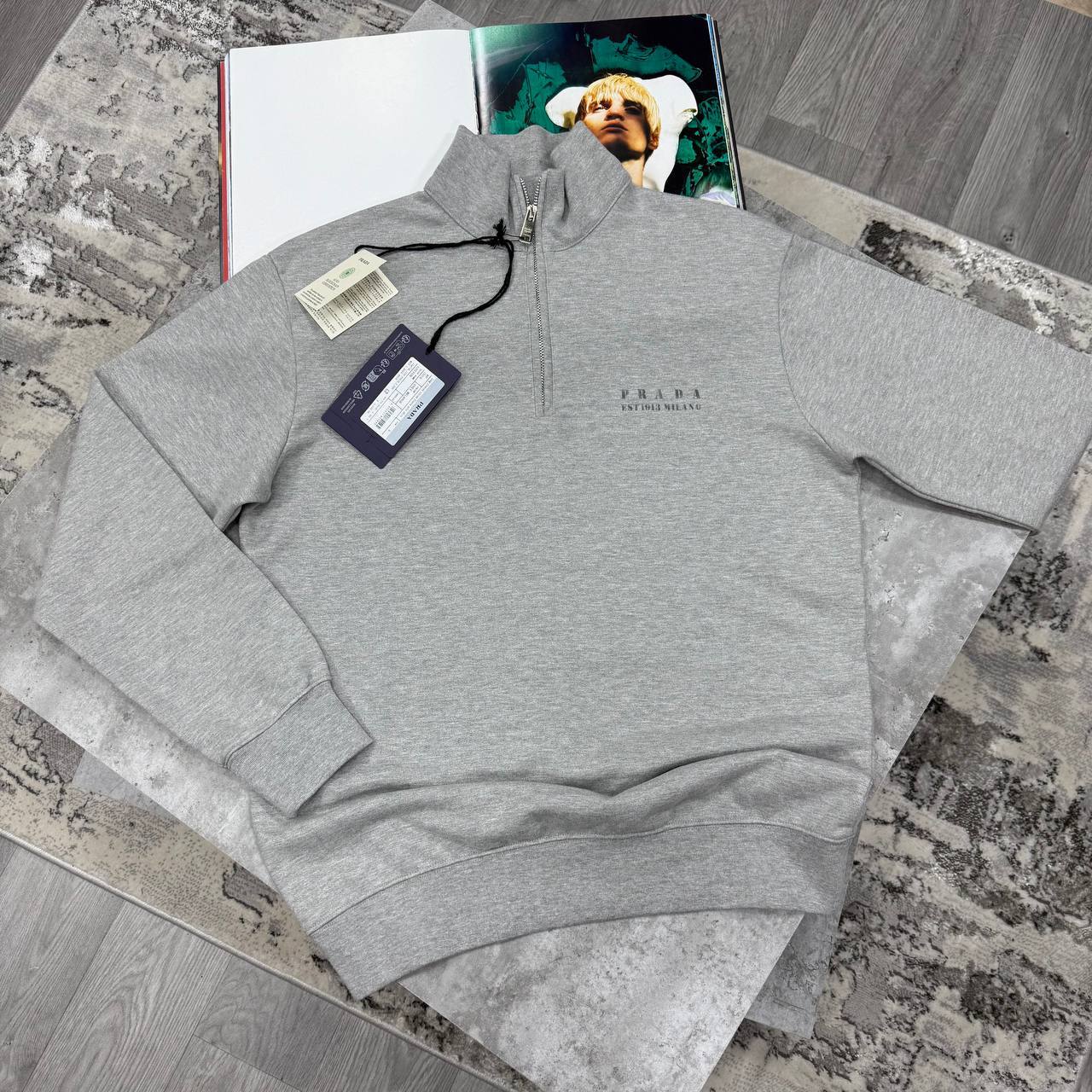 Prada Logo Printed Half-Zip Jumpers Men's Women's in Different Colors Reps UK Best Quality AAA Replica