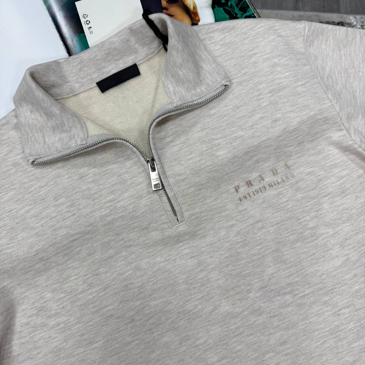 Prada Logo Printed Half-Zip Jumpers Men's Women's in Different Colors Reps UK Best Quality AAA Replica