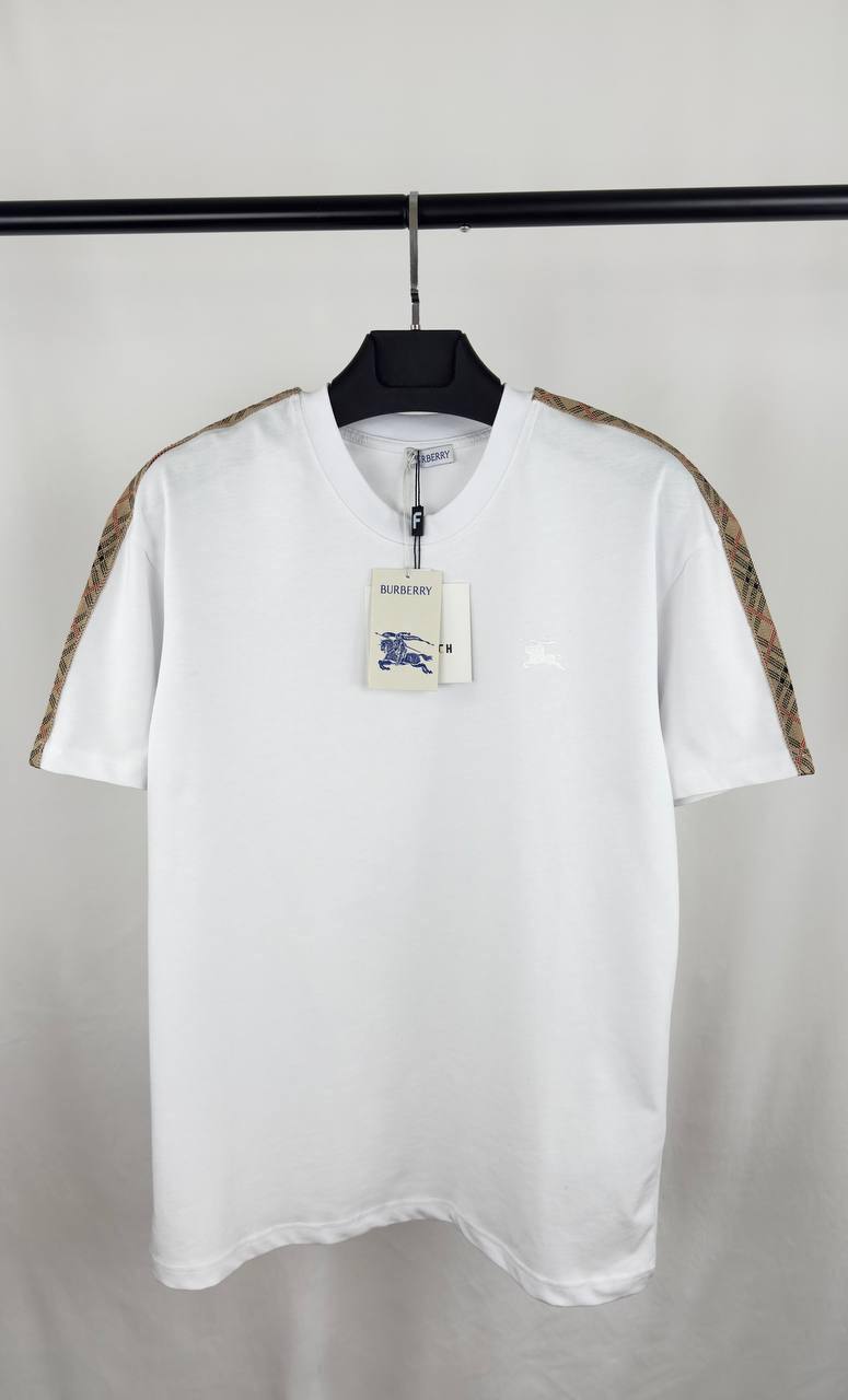 Burberry Check Shoulder-Tape Men's Women's T-Shirts in Different Colors Reps UK Best Quality AAA Replica