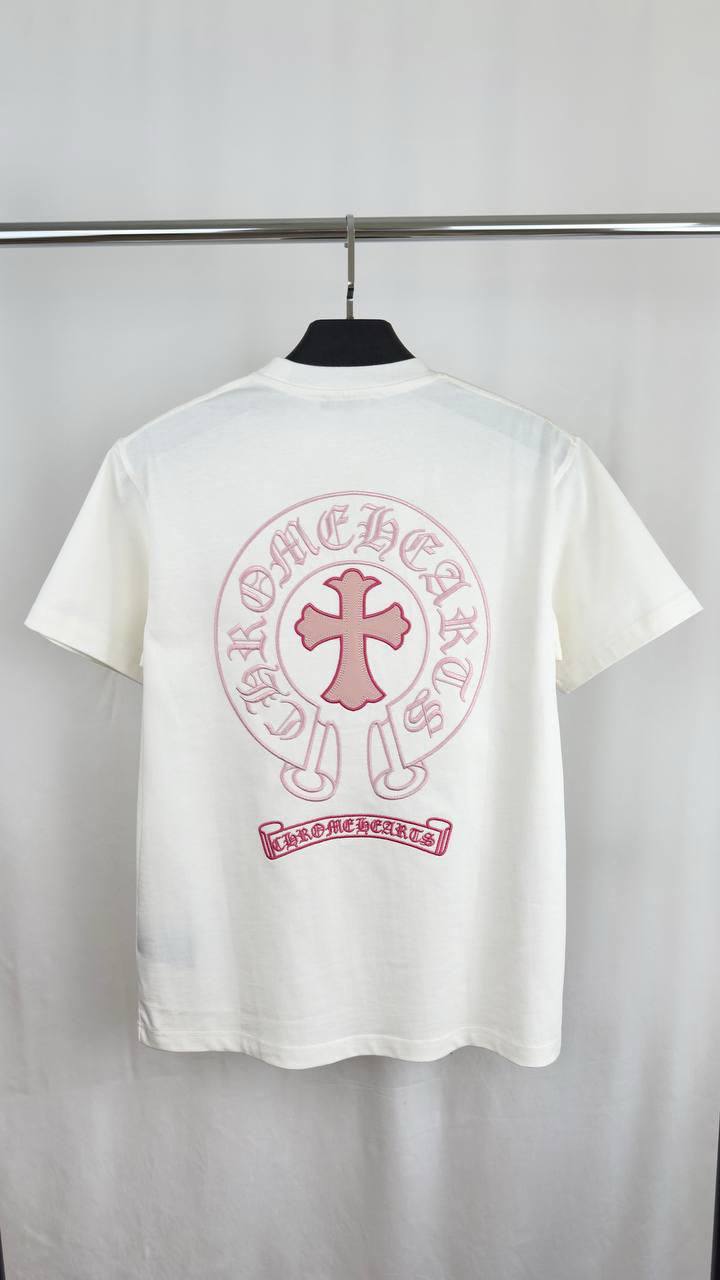 Chrome Hearts Horseshoe & Cross Logo Men's Women's T-Shirt in 2 Colors Reps Sale UK Best Quality AAA Replica