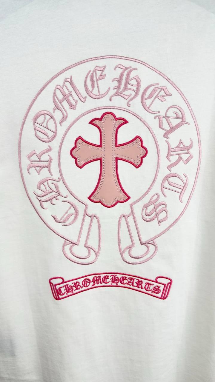 Chrome Hearts Horseshoe & Cross Logo Men's Women's T-Shirt in 2 Colors Reps Sale UK Best Quality AAA Replica