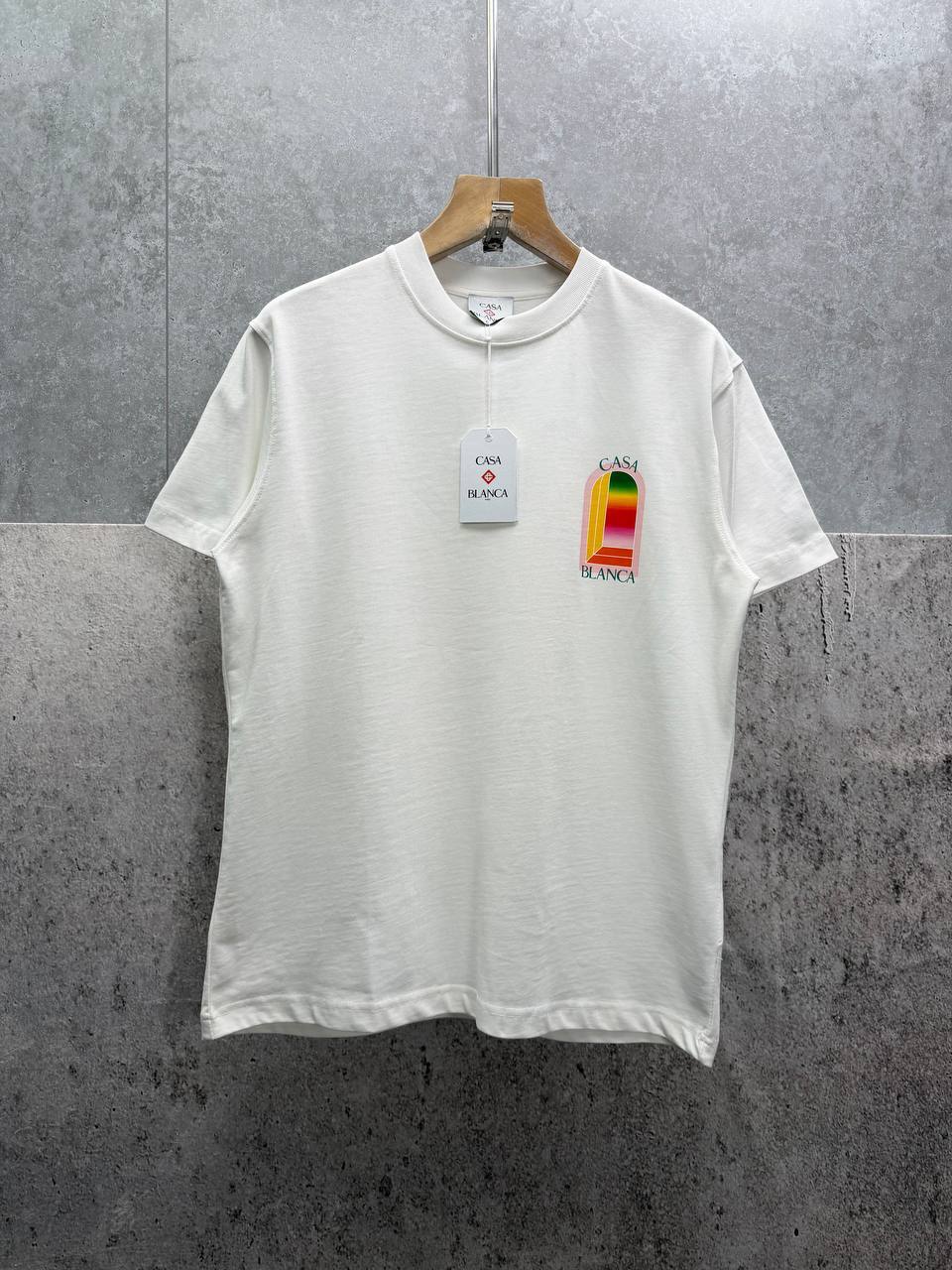 Casablanca Gradient Arch Logo Crewneck Men's Women's T-Shirts in 2 Colors Reps Sale UK Best Quality AAA Replica