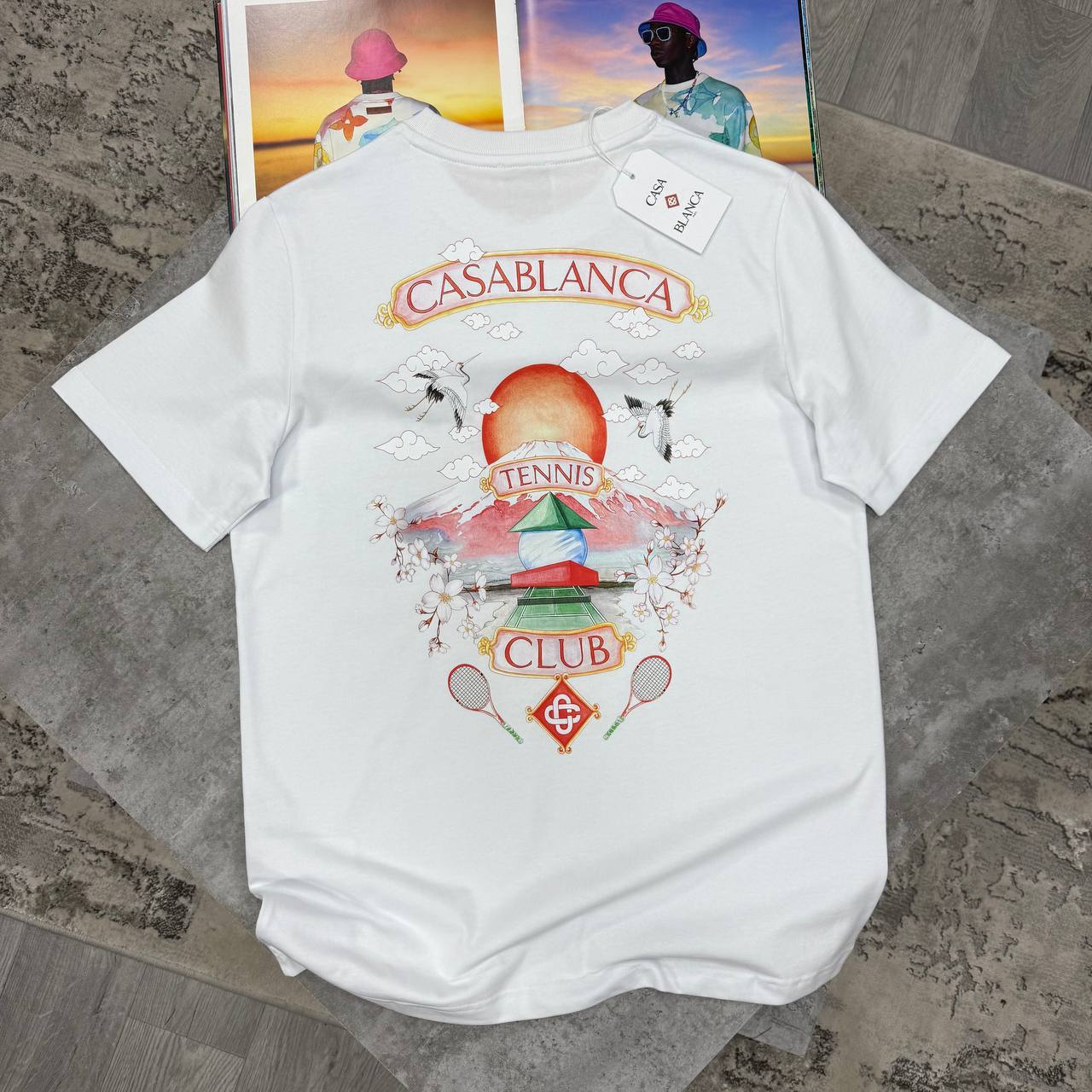 Casablanca Tennis Club Fuji Short Sleeve Crewneck Men's Women's T-Shirts in 2 Colors Reps Sale UK Best Quality AAA Replica