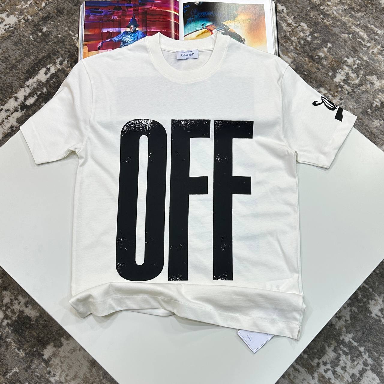 Off-White Big Off Diagonal Skate Logo Men's Women's T-Shirts in 2 Colors Reps Sale UK Best Quality AAA Replica