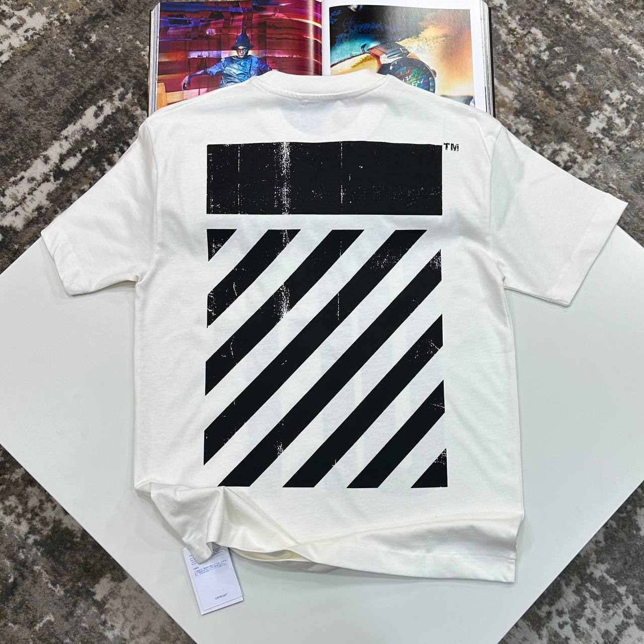Off-White Big Off Diagonal Skate Logo Men's Women's T-Shirts in 2 Colors Reps Sale UK Best Quality AAA Replica