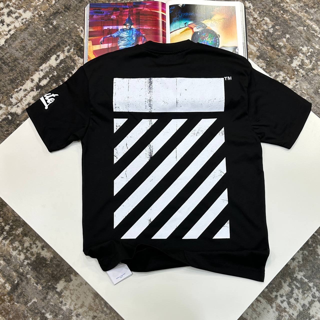 Off-White Big Off Diagonal Skate Logo Men's Women's T-Shirts in 2 Colors Reps Sale UK Best Quality AAA Replica