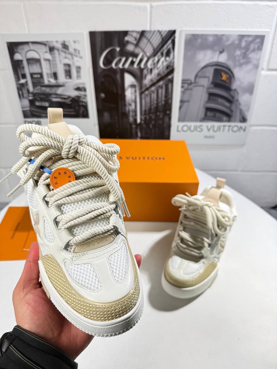 Louis Vuitton LV Skate Beige/White Men's Sneakers Reps Sale UK Best Quality AAA Replica
