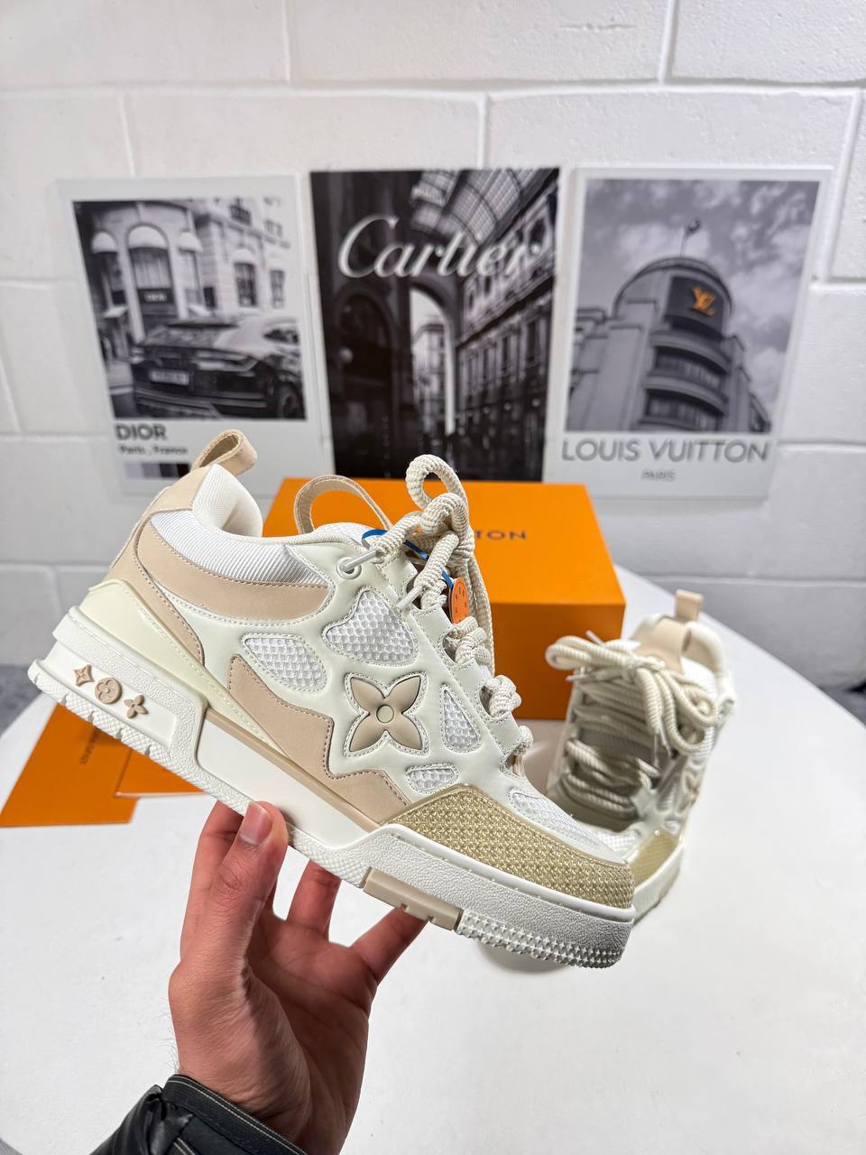 Louis Vuitton LV Skate Beige/White Men's Sneakers Reps Sale UK Best Quality AAA Replica