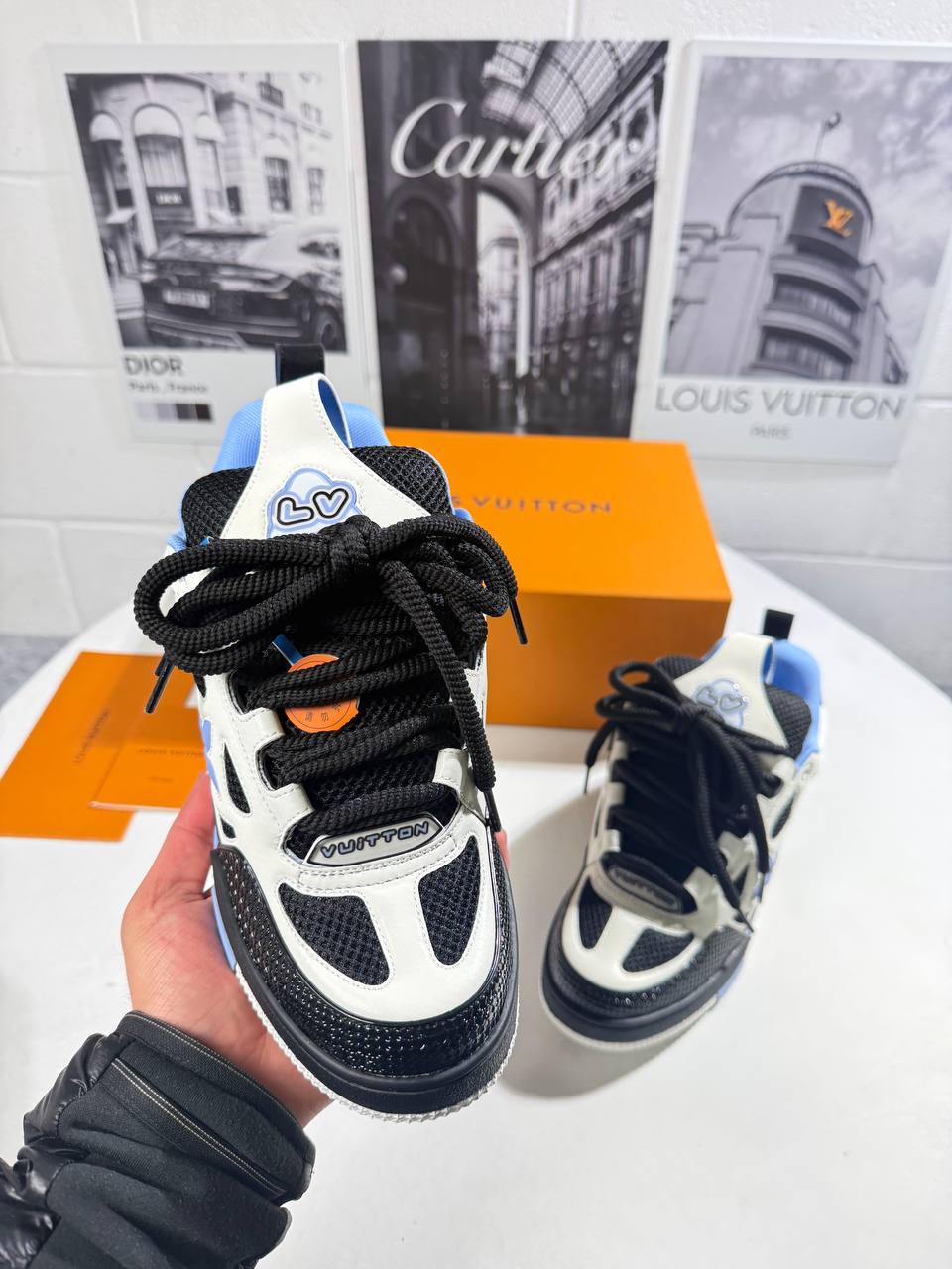 Louis Vuitton LV Skate Black/White/Light Blue Men's Sneakers Reps Sale UK Best Quality AAA Replica