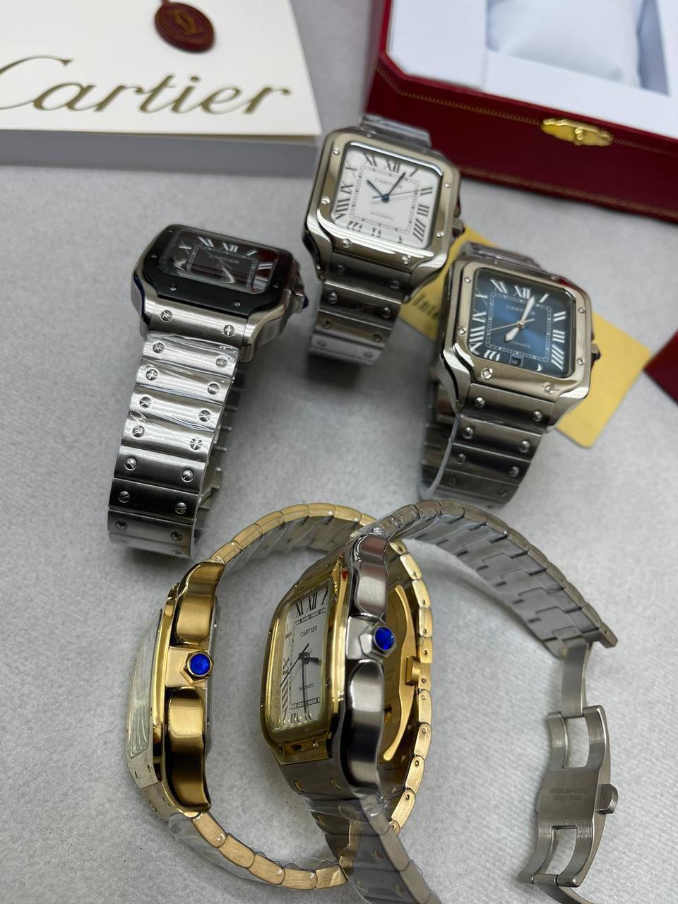 Cartier Santos de Cartier Men's Watches W2SA0009 Roman Numeral Dial in Different Colors Reps UK Best Quality Reps AAA Replica