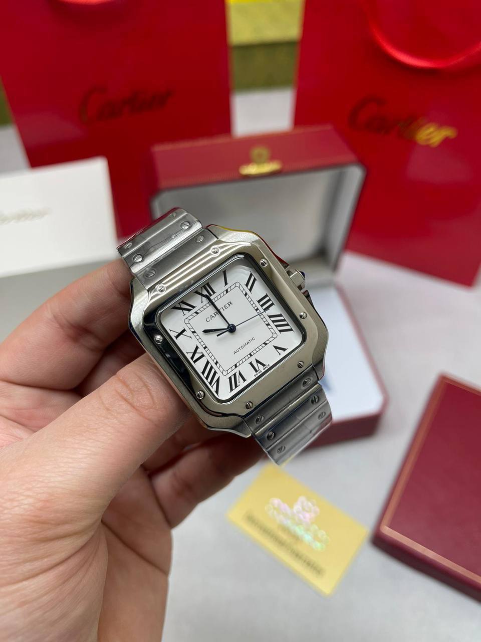 Cartier Santos de Cartier Men's Watches W2SA0009 Roman Numeral Dial in Different Colors Reps UK Best Quality Reps AAA Replica