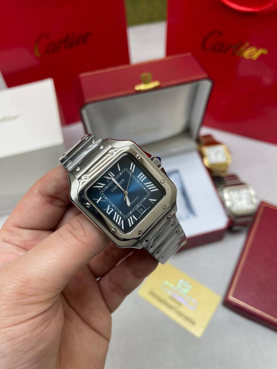 Cartier Santos de Cartier Men's Watches W2SA0009 Roman Numeral Dial in Different Colors Reps UK Best Quality Reps AAA Replica