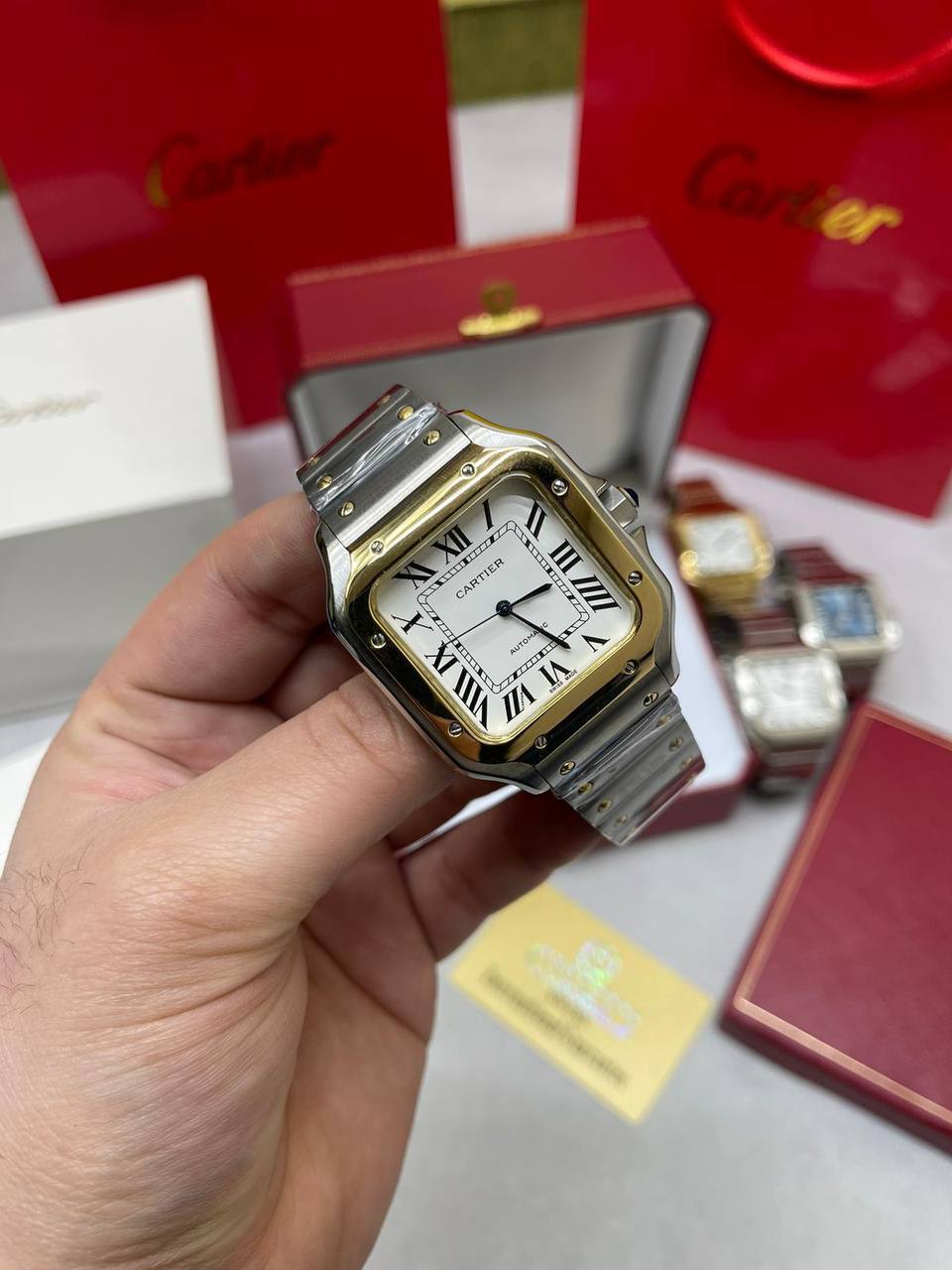 Cartier Santos de Cartier Men's Watches W2SA0009 Roman Numeral Dial in Different Colors Reps UK Best Quality Reps AAA Replica