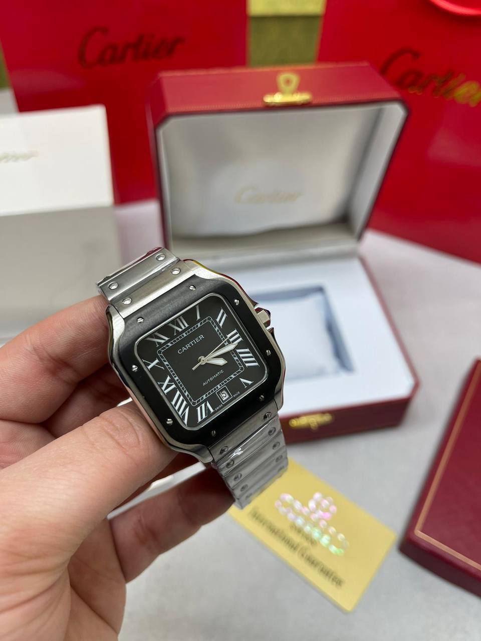 Cartier Santos de Cartier Men's Watches W2SA0009 Roman Numeral Dial in Different Colors Reps UK Best Quality Reps AAA Replica