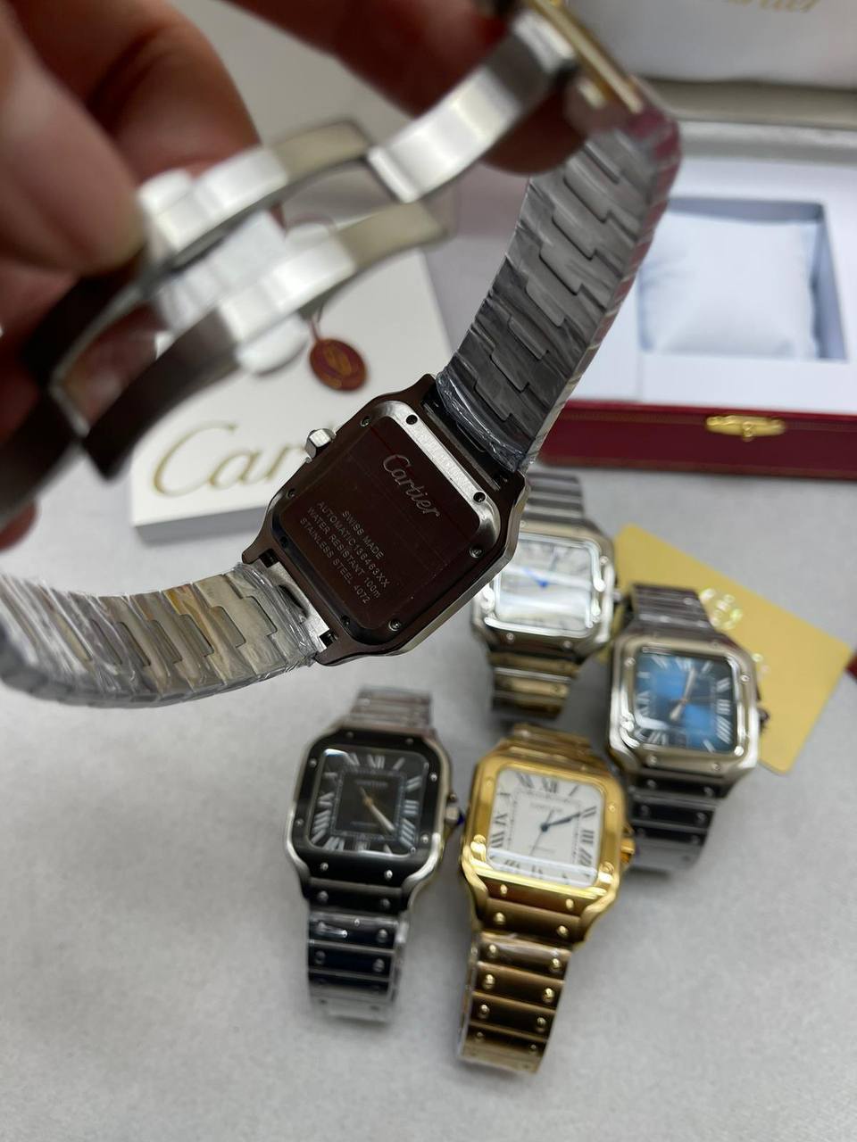 Cartier Santos de Cartier Men's Watches W2SA0009 Roman Numeral Dial in Different Colors Reps UK Best Quality Reps AAA Replica