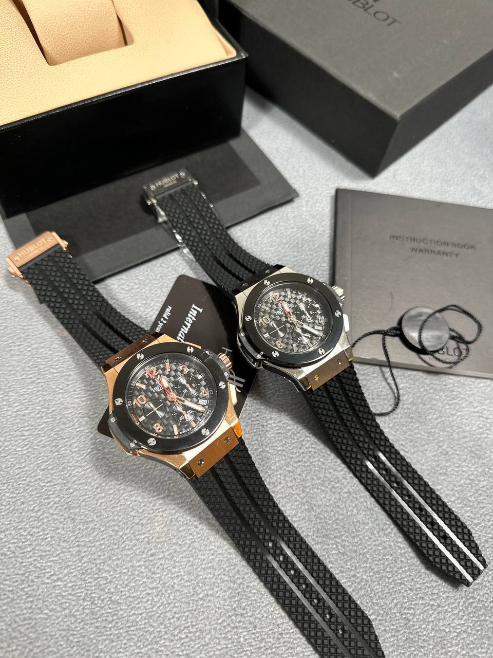 Hublot Big Bang Chronograph Men's Watches Strap Lock Rubber Strap in 2 Dial Colors Reps UK Best Quality Reps AAA Replica