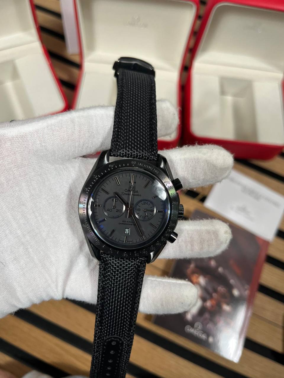 Omega Speedmaster Dark Side of the Moon Men's Watch Textile Strap in Black Reps UK Best Quality Reps AAA Replica