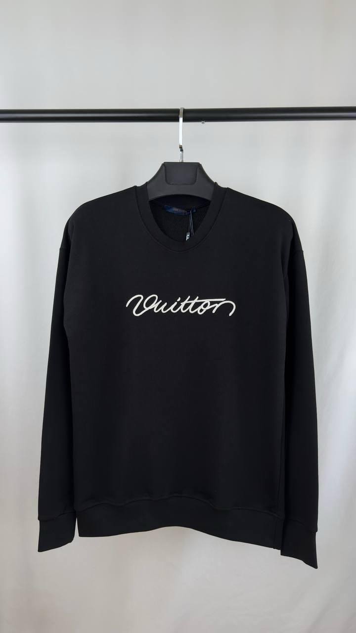 Louis Vuitton Embroidered Signature Crewneck Jumpers Men's Women's in 2 Colors Reps Sale UK Best Quality AAA Replica