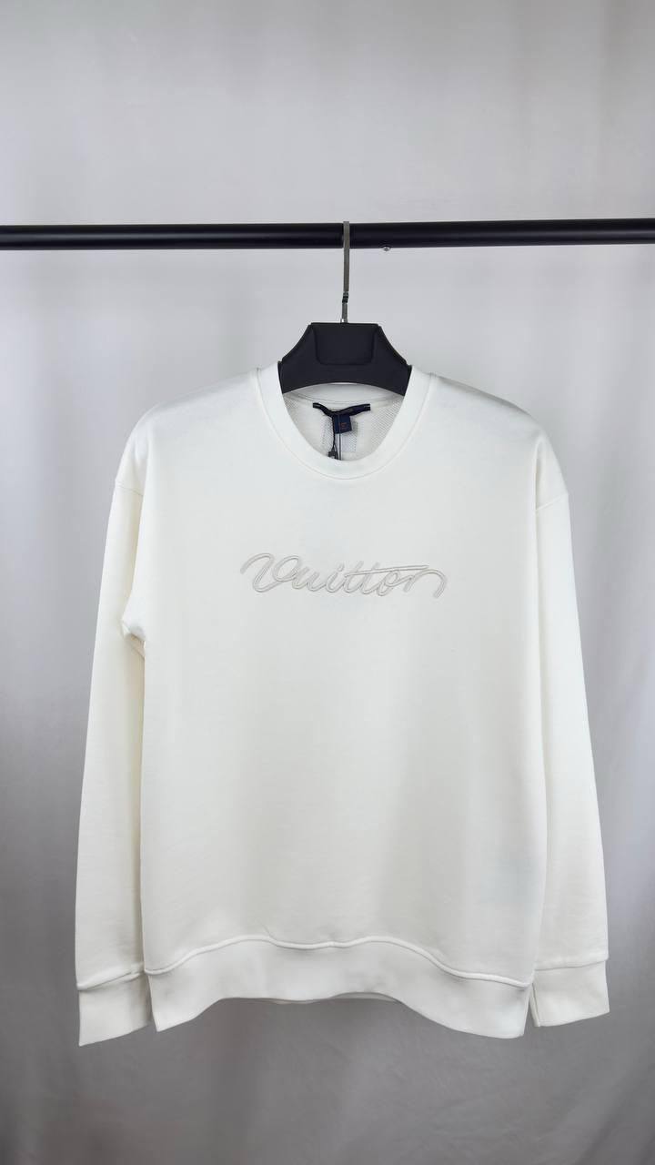 Louis Vuitton Embroidered Signature Crewneck Jumpers Men's Women's in 2 Colors Reps Sale UK Best Quality AAA Replica