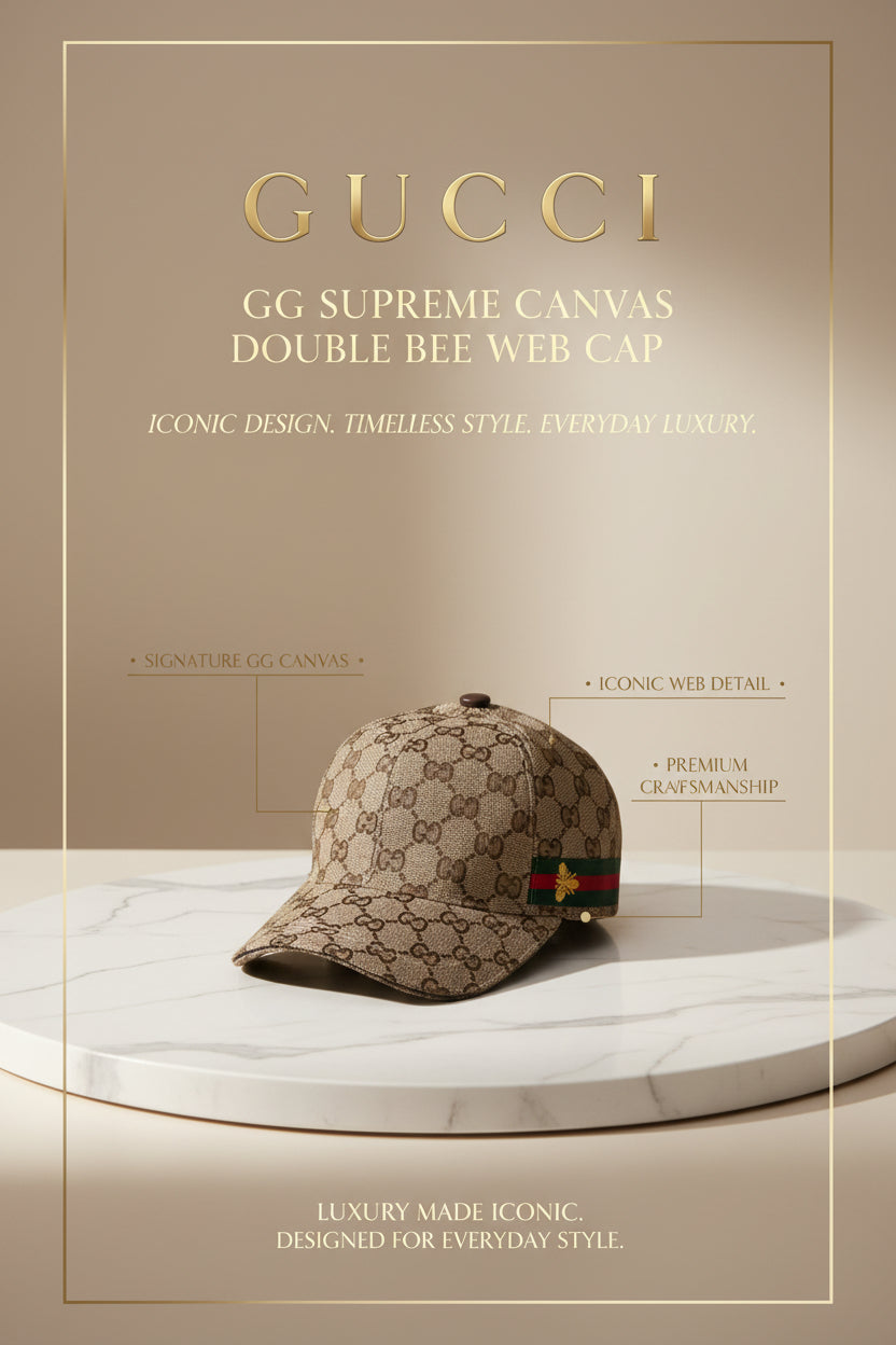 Gucci GG Supreme Canvas Double Bee Web Men's Cap Reps Sale UK Best Quality AAA Replica