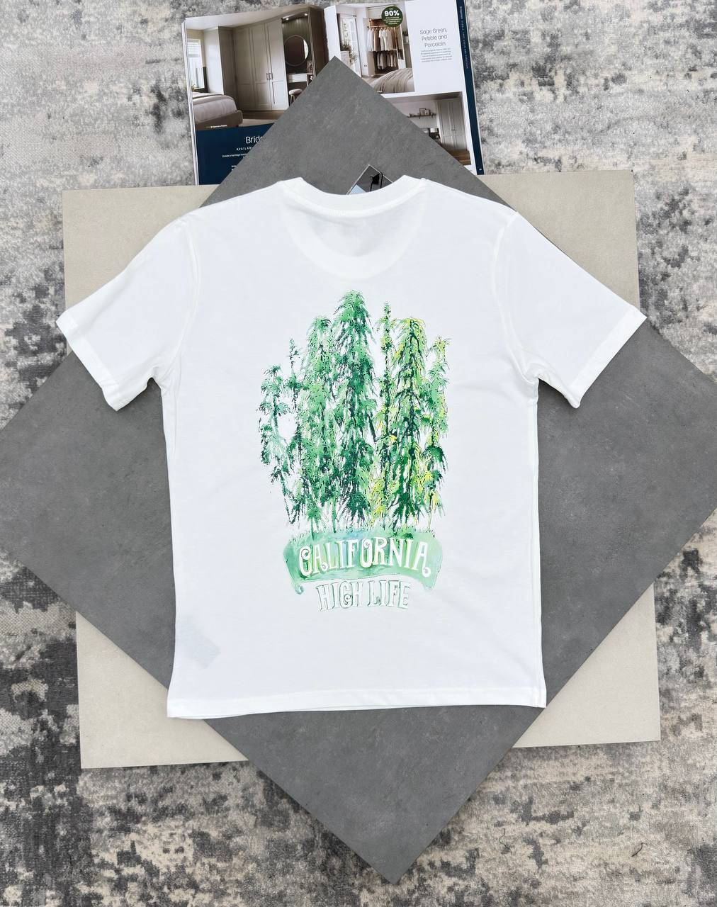 Amiri Leaf Oversized "California High Life" T-Shirts Men's Women's in 2 Colors Reps UK Best Quality Sale AAA Replica