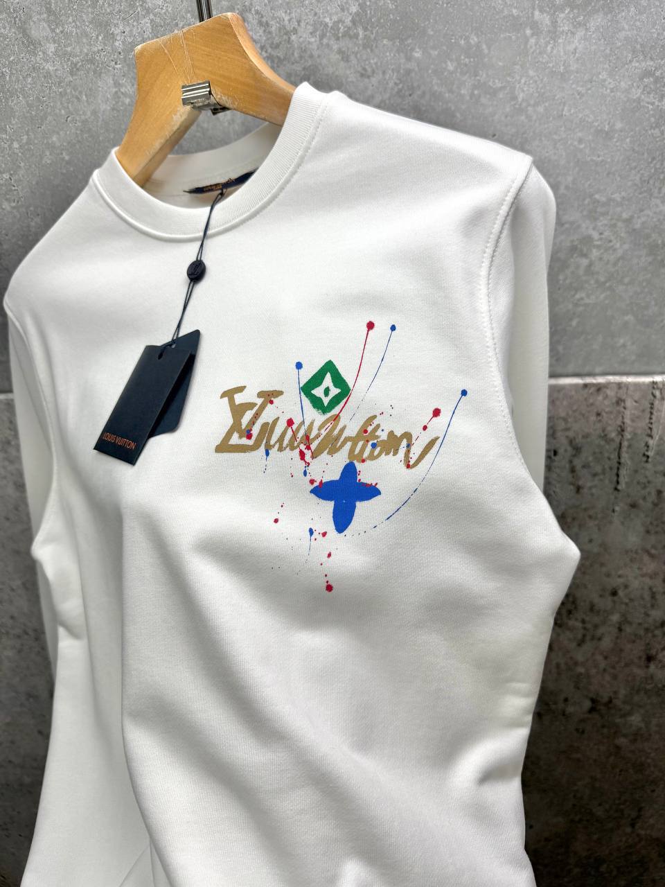 Louis Vuitton Splash Pattern Graphic Crewneck Jumpers Men's Women's in 2 Colors Reps UK Best Quality AAA Replica