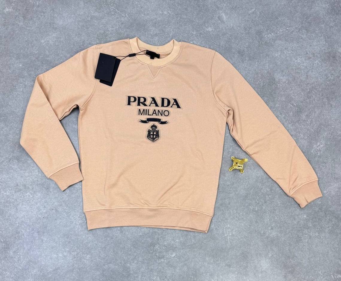 Prada Milano Logo Oversized Crewneck Men's Women's Jumper in 2 Colors Reps UK Best Quality AAA Replica