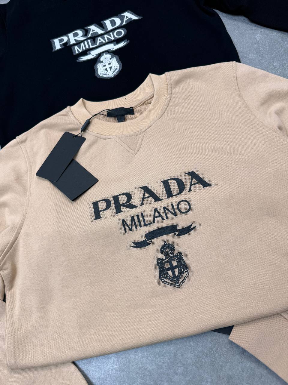 Prada Milano Logo Oversized Crewneck Men's Women's Jumper in 2 Colors Reps UK Best Quality AAA Replica