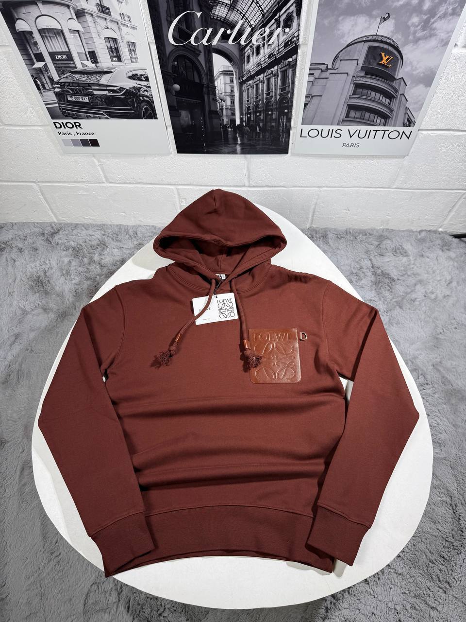 Loewe Leather Patch Pocket on Chest Hoodie Men's Women's in 2 Colors Reps UK Best Quality Sale AAA Replica
