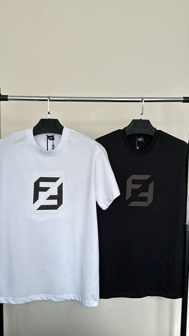 Fendi FF Logo Cotton Crewneck Men's Women's T-Shirts in 2 Colors Reps UK Best Quality AAA Replica