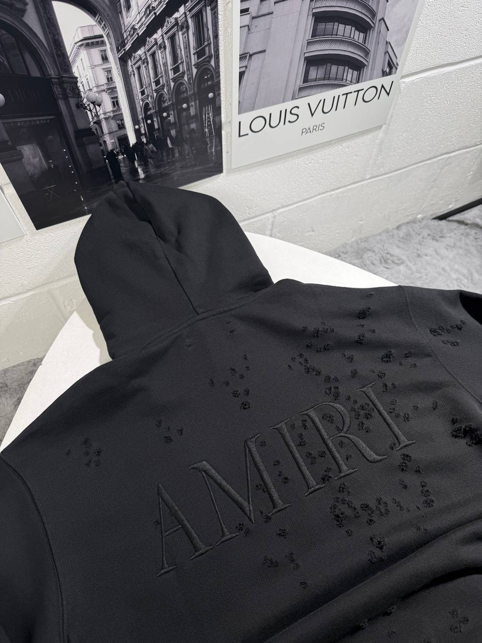 Amiri Black Cotton "MA Shotgun"Embroidered Hoodie Men's Women's Reps UK Best Quality Sale AAA Replica