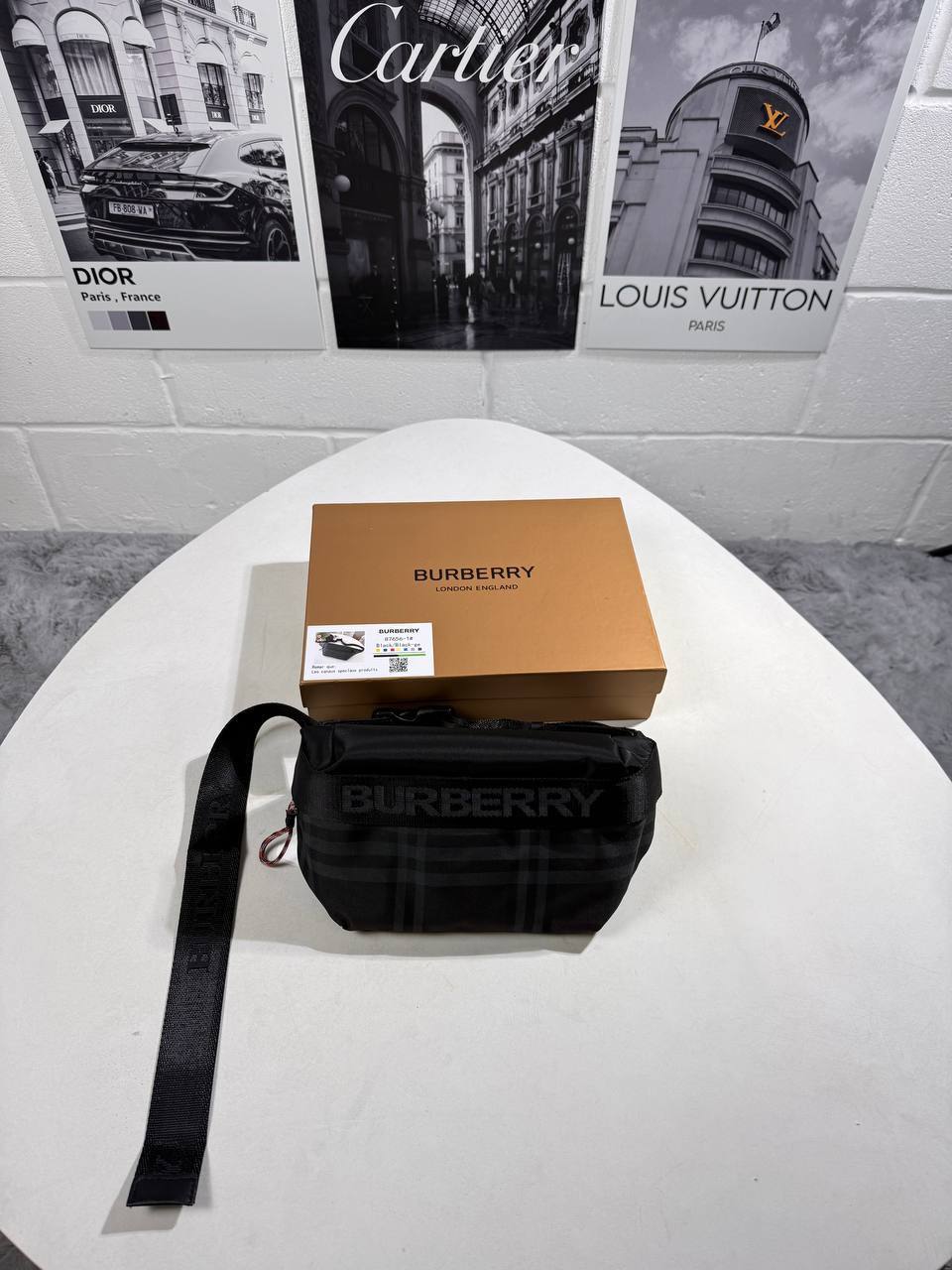 Burberry Paddy Cross body Men's Bag in Black Nylon Check Pattern Reps Sale UK Best Quality AAA Replica