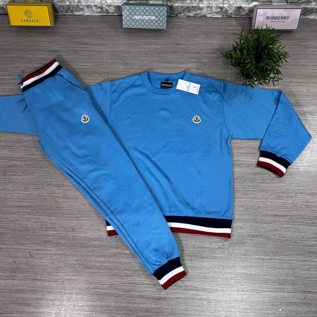 Moncler Cotton Tricolor Striped Tracksuit in Different Colors Men's Reps Sale UK Best Quality AAA Replica