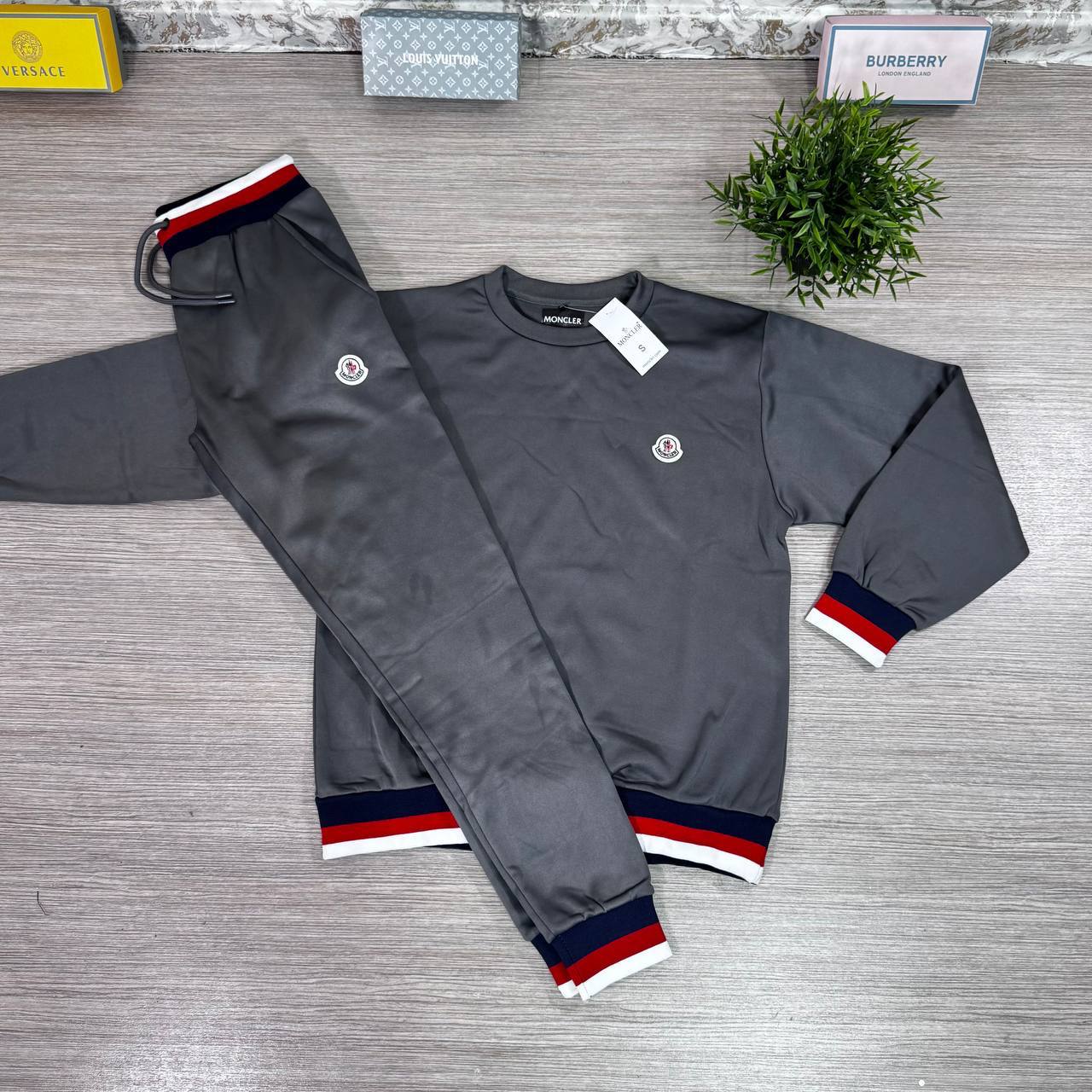 Moncler Cotton Tricolor Striped Tracksuit in Different Colors Men's Reps Sale UK Best Quality AAA Replica