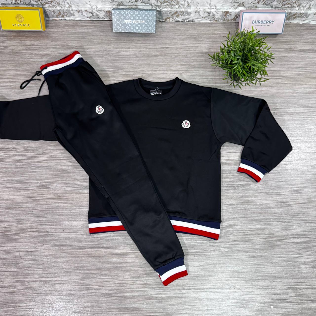 Moncler Cotton Tricolor Striped Tracksuit in Different Colors Men's Reps Sale UK Best Quality AAA Replica