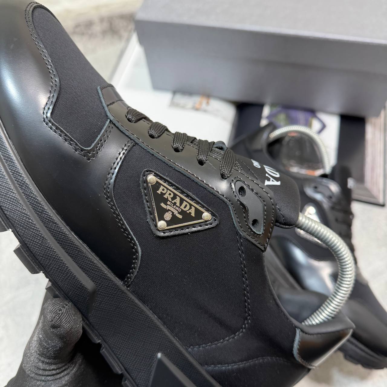 Prada Re-Nylon Prax 1 Sneakers Men's in Black Color Reps Sale UK Best Quality AAA Replica