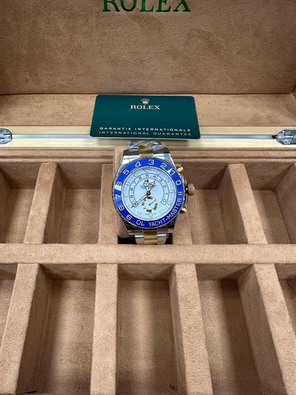 Rolex Yacht-Master II Men's Watch Two-Tone Stainless Steel White Dial Blue Bezel UK Replica AAA Best Quality Reps