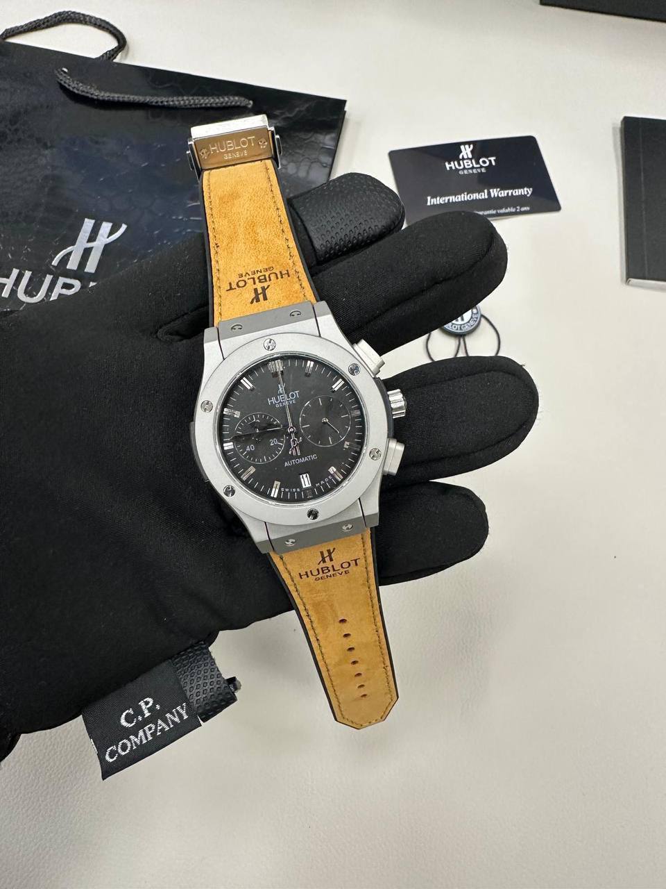 Hublot Big Bang Men's Watch in Stainless Steel with Tan Leather Strap UK Replica AAA Best Quality Reps
