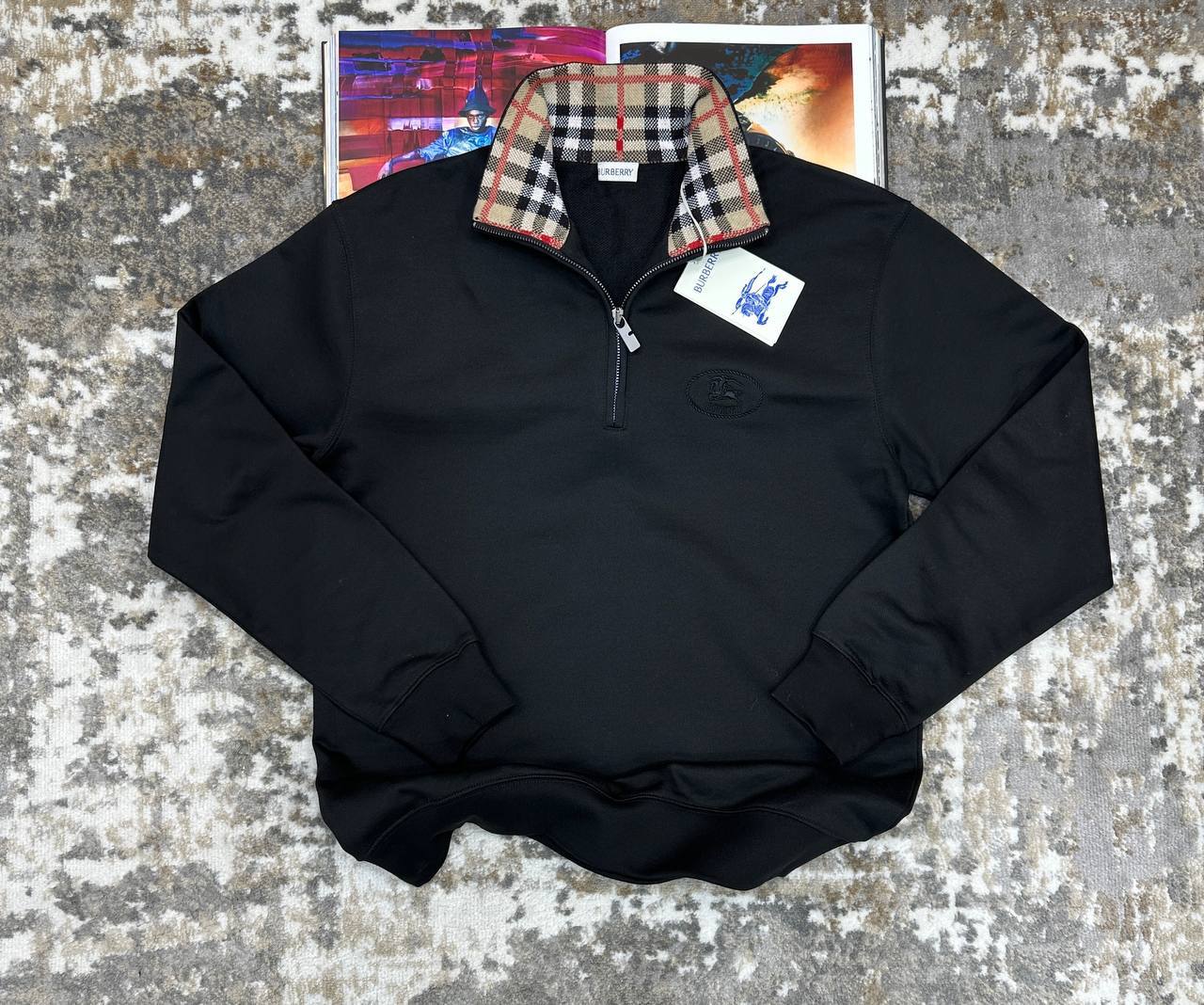 Burberry Logo Embroidered Funnel-Neck Half-Zip Jumpers Men's Women's in Different Colors Reps UK Best Quality AAA Replica