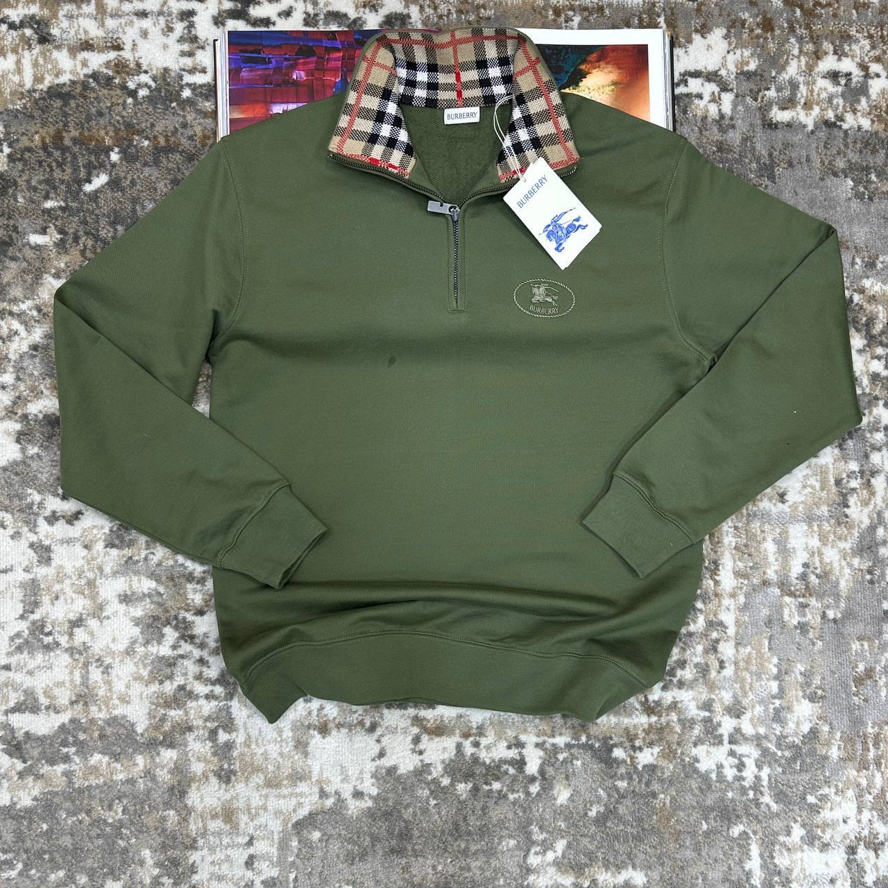 Burberry Logo Embroidered Funnel-Neck Half-Zip Jumpers Men's Women's in Different Colors Reps UK Best Quality AAA Replica