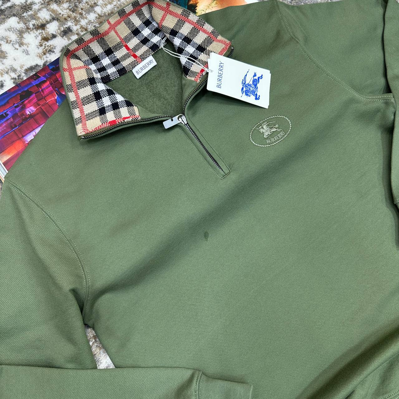 Burberry Logo Embroidered Funnel-Neck Half-Zip Jumpers Men's Women's in Different Colors Reps UK Best Quality AAA Replica