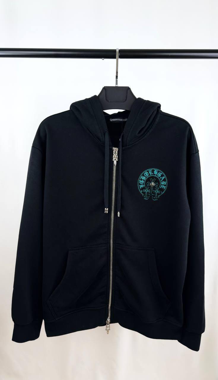 Chrome Hearts Full Zip Horseshoe Logo Hoodie Men's Women's in Black Color Reps Sale UK Best Quality AAA Replica