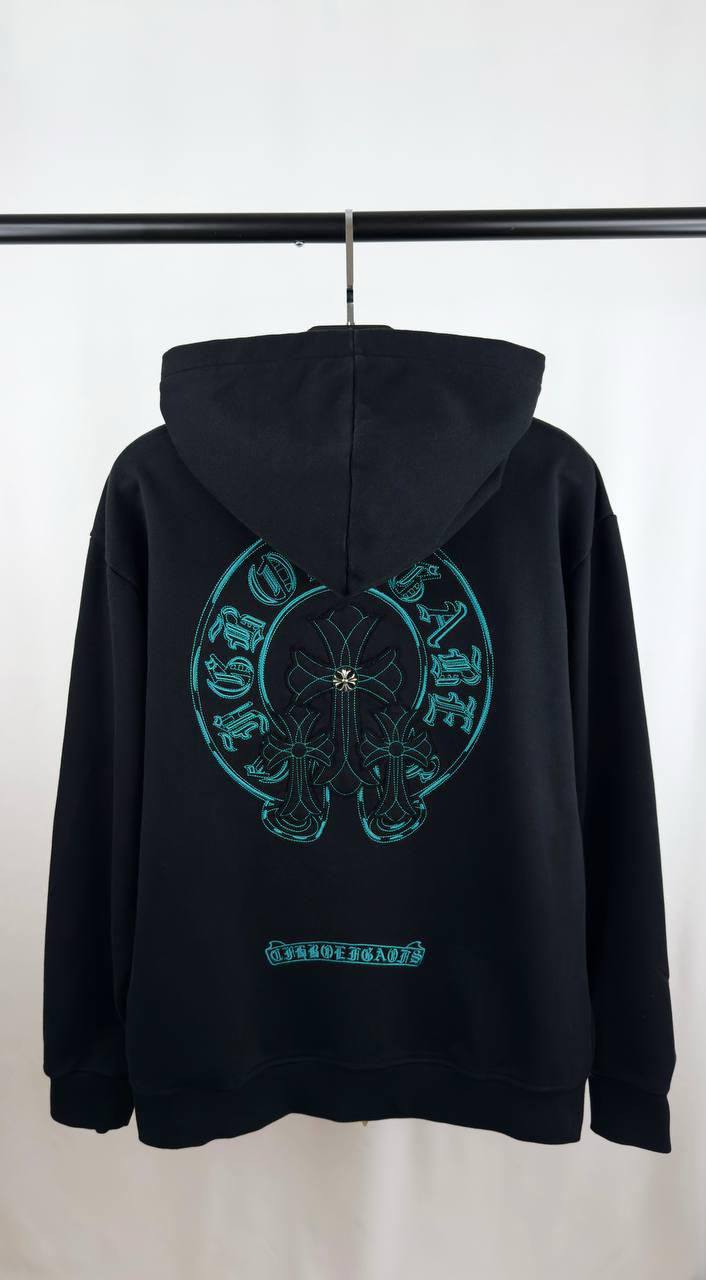 Chrome Hearts Full Zip Horseshoe Logo Hoodie Men's Women's in Black Color Reps Sale UK Best Quality AAA Replica