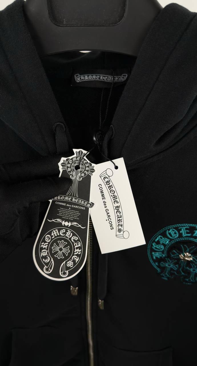 Chrome Hearts Full Zip Horseshoe Logo Hoodie Men's Women's in Black Color Reps Sale UK Best Quality AAA Replica