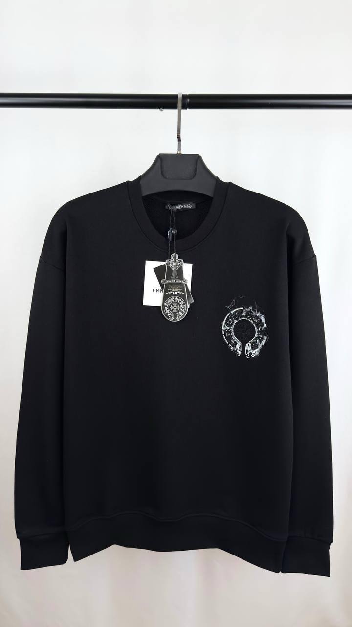 Chrome Hearts Smoke Effect Graphic Horseshoe Crewneck Hoodie Men's Women's in 2 Colors Reps Sale UK Best Quality AAA Replica