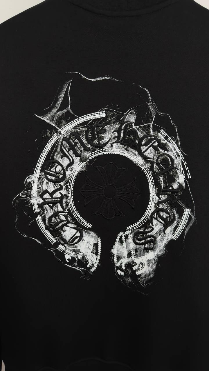 Chrome Hearts Smoke Effect Graphic Horseshoe Crewneck Hoodie Men's Women's in 2 Colors Reps Sale UK Best Quality AAA Replica