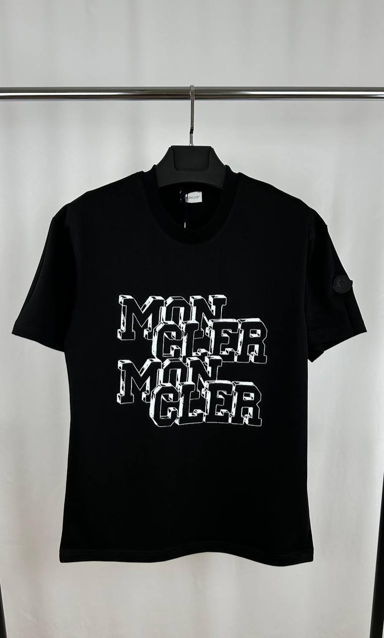 Moncler Blurred Overlapped Logo Print Men's Women's T-Shirt in 2 Colors Reps UK Best Quality AAA Replica