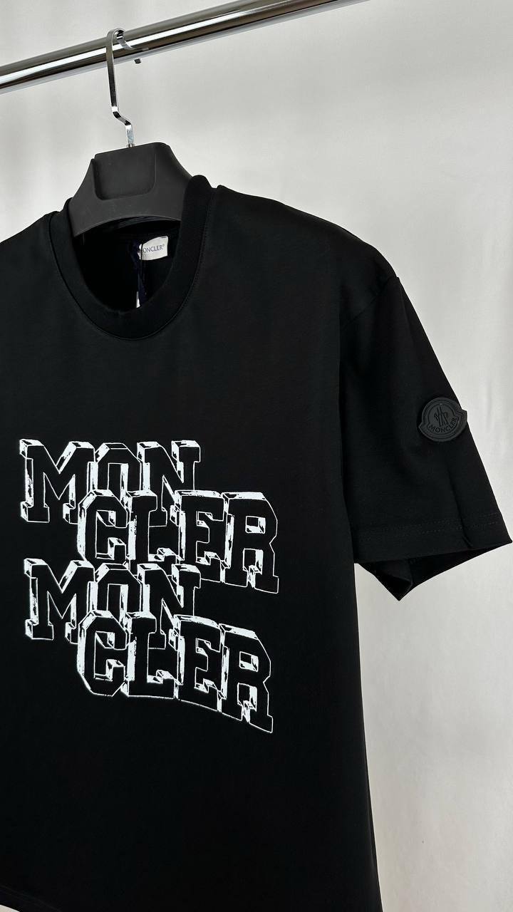 Moncler Blurred Overlapped Logo Print Men's Women's T-Shirt in 2 Colors Reps UK Best Quality AAA Replica