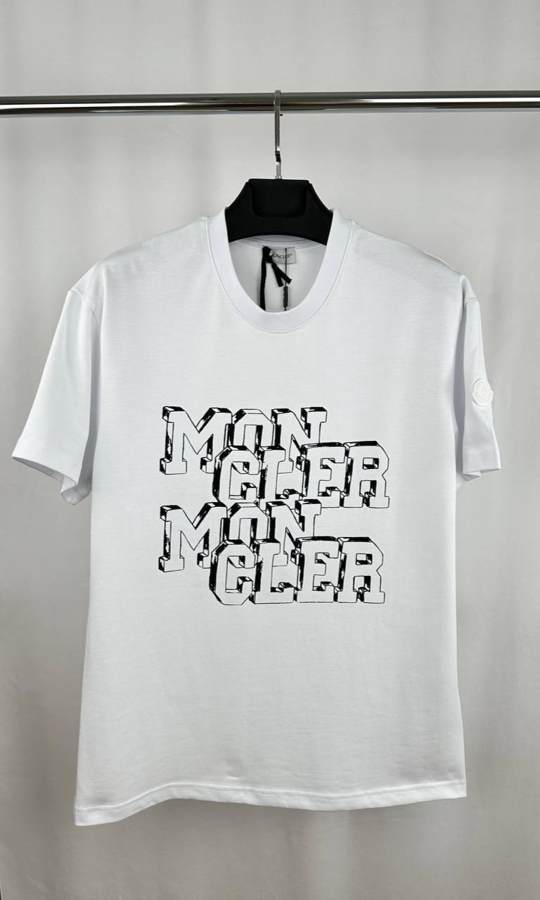 Moncler Blurred Overlapped Logo Print Men's Women's T-Shirt in 2 Colors Reps UK Best Quality AAA Replica